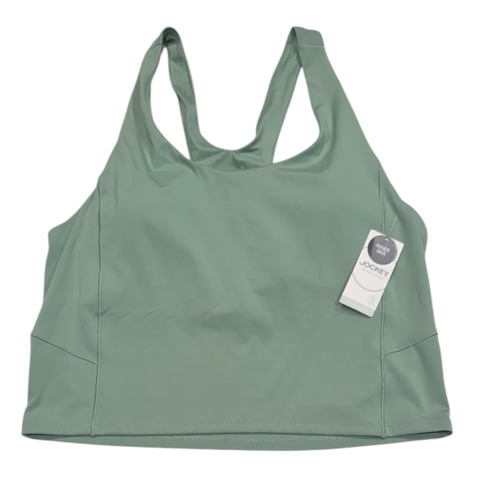JOCKEY Sports Bra Crop In Sage Green Bay NWT Large